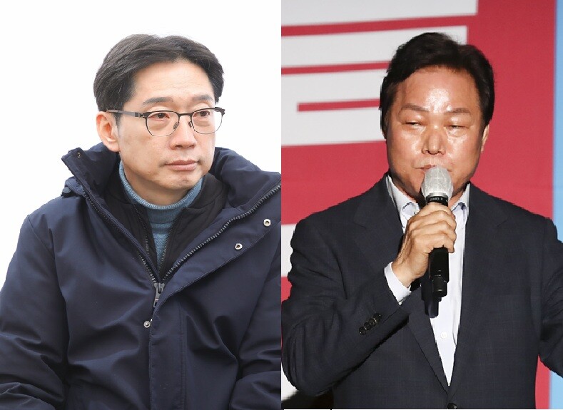 김경수 전 경남지사(왼쪽)와 박완수 경남지사. 사진=임준선, 박은숙 기자