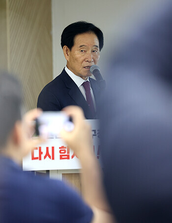 곽대훈 인수위원장이  29일 대구콘텐츠센터에서 가진 민선 9기 대구시인수위원회 최종 정책제안 발표회에서 기자들의 질문에 답하고 있다. 사진=김은주 기자