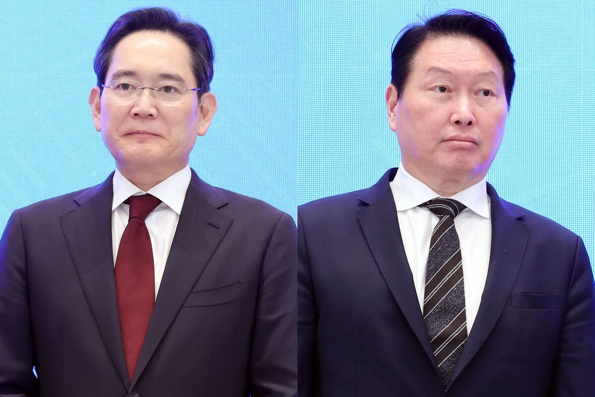 사진 왼쪽부터 이재용 삼성전자 회장, 최태원 SK그룹 회장. 사진=연합뉴스
