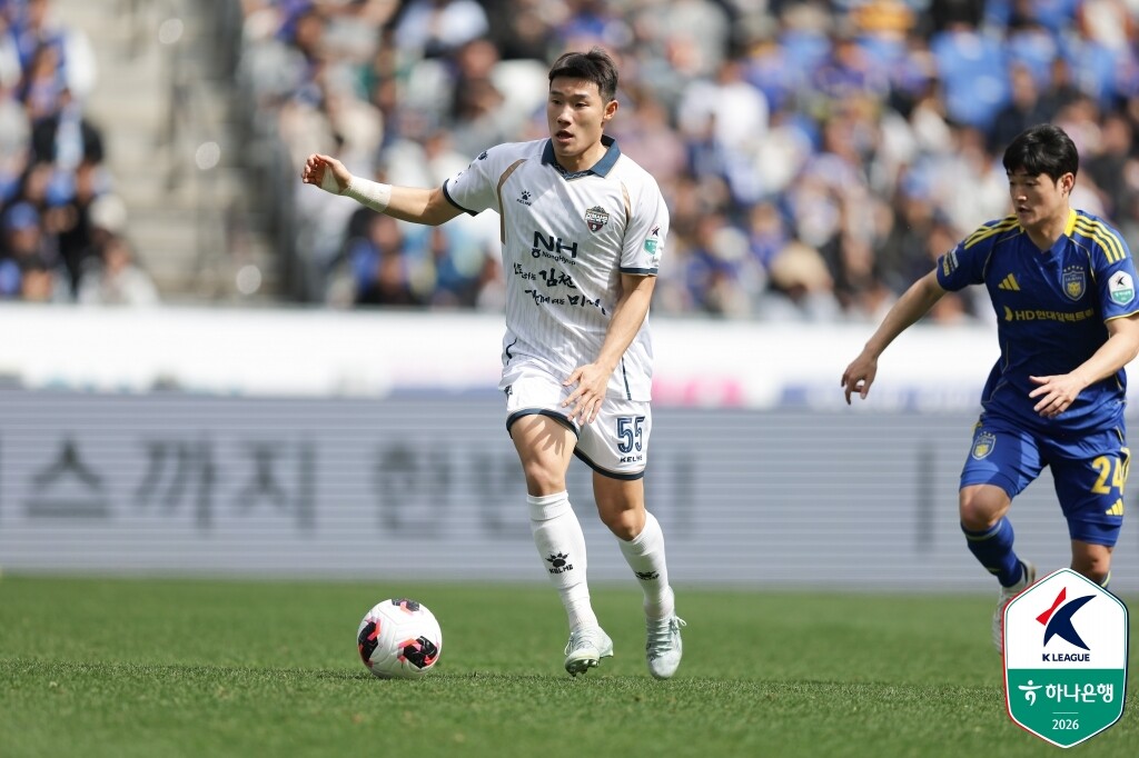 상무에서 군 복무를 하고 있는 박태준은 김건희, 김민수와 함께 커리어 최초로 A대표팀에 이름을 올렸다. 사진=한국프로축구연맹