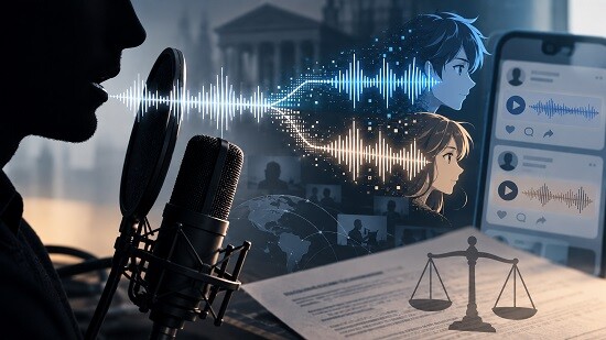 일본의 인기 성우 겸 배우 츠다 켄지로가 자신의 목소리를 무단으로 모방한 AI 콘텐츠를 문제 삼아 소송을 제기하면서 ‘목소리’의 퍼블리시티권을 둘러싼 논쟁이 주목받고 있다. 사진=AI 생성 이미지